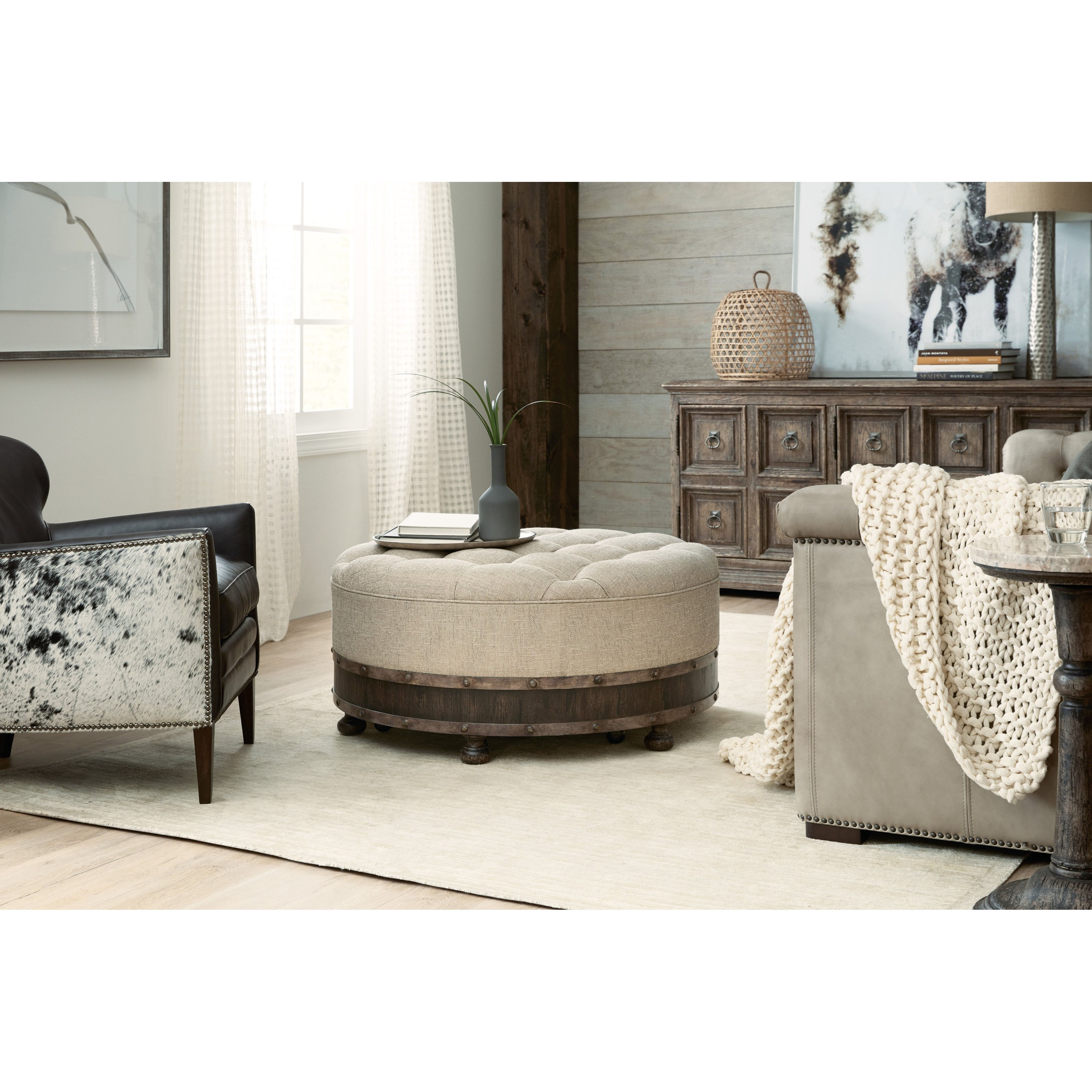 Cocktail ottoman with casters sale